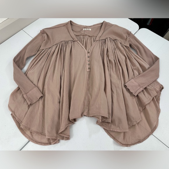 We The Free People Lyrical Tunic Button Front Blouse Flowy Soft Boho Indie Top M - Picture 8 of 11